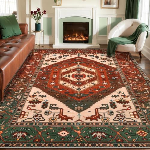SERISSA 8x10 Washable Non Slip Boho Area Rug for Living Room by SERISSAHomeDecorCollection