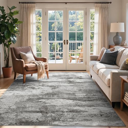 4x6 Ft Abstract Washable Area Rugs for Living Room Grey by Cuzwlovita