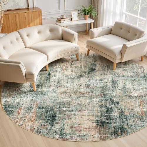 Lofus 8ft Area Rug for Living Room,Abstract Washable Rugs,Coffee/Green by Lofus