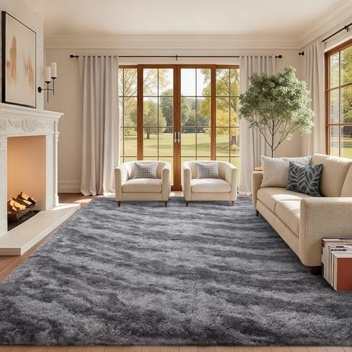 8x10 Ft Extra Large Shag Rugs for Living Room, Ultra Soft Fluffy Furry Area Rugs for Bedroom Indoor Floor, Aesthetic Carpet for Kids Home Decor (Grey) by Cuzwlovita