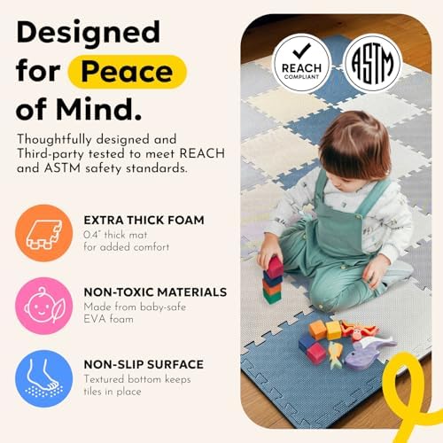 MioTetto Baby Play Mat, Comfortable Playtime Mat – Portable Foam Floor Tiles, Safe Baby mat for Floor for Crawling & Development, Soft Play mat for Babies, Stylish Interlocking Foam Tiles - Image 2