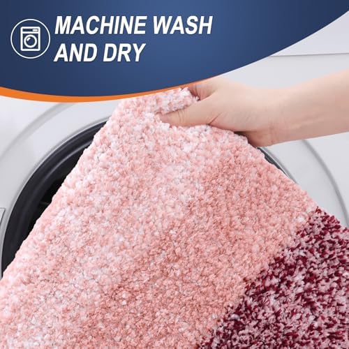 OLANLY Micorfiber Bathroom Rug Set 2 Piece, Soft Absorbent Bath Mats, Red - Image 5