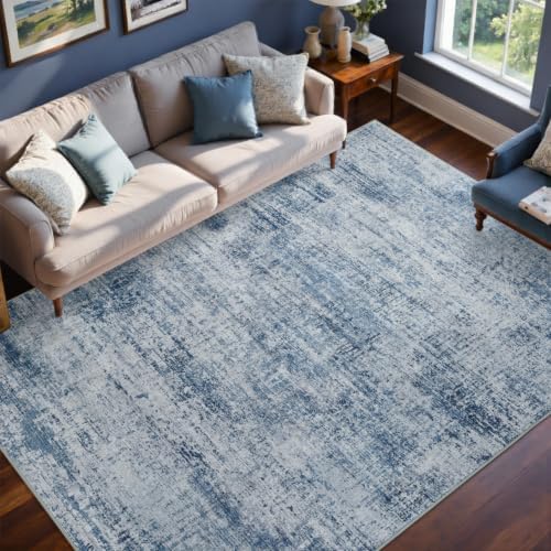 4x6 Ft Abstract Washable Area Rugs for Living Room Blue - Image 2