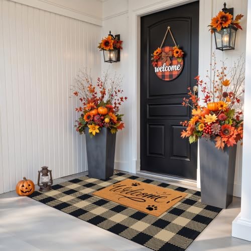 Outdoor Rugs, Brown and Black Area Rug Checkered 3’x 5’ by Unknown