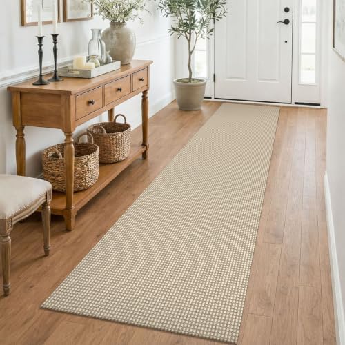 KOZYFLY Runners for Hallways 2x8 ft Washable Kitchen Runner Non Slip Rubber Backed Hall Runners Cotton Entryway Runner Rugs for Indoor Backdoor Bedroom Kitchen, Oatmeal Beige by KOZYFLY