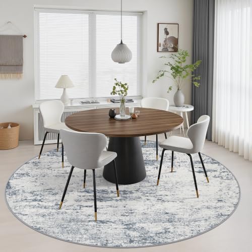 Round Area Rug Living Room: 4 ft Modern Washable Indoor Carpet - Image 5