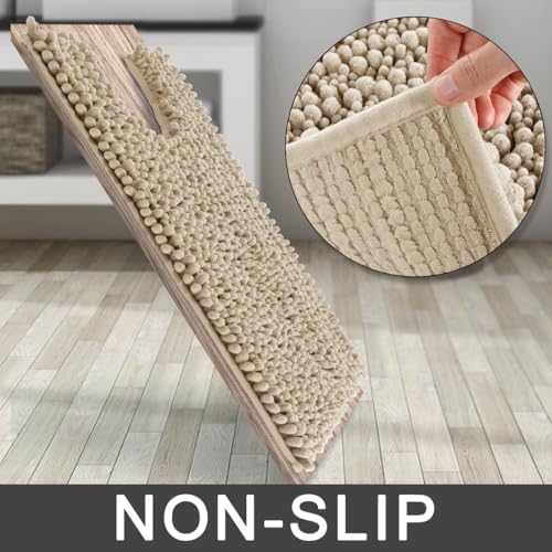 Yimobra Toilet Rug U Shaped Washable 24x24 Inch - Ultra Soft Absorbent Bath Rugs for Toilet, Quick Dry & Machine Washable, Non Slip Contour Bathroom Mat, Pale Khaki - Image 4