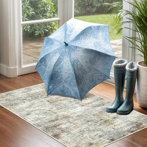 2x3 Rug Non Slip, Small Washable Entryway Rug,Grey - Image 5