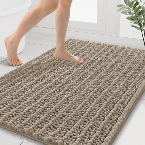 Smiry Bathroom Rugs 40X32, Extra Soft Rubber Backing Chenille Bath Mats by Smiry
