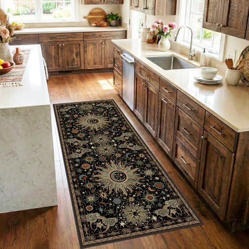 Vacuum-Friendly, 2x6 Washable Area Rug, Black Green Blue - Image 2