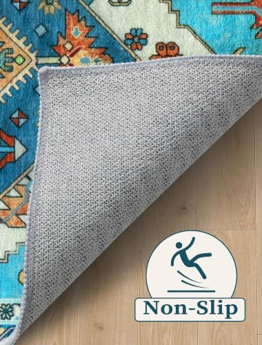 SERISSA 2'6"x16' Washable Non Slip Boho Runner Rug for Hallway，Blue - Image 4