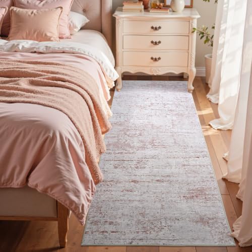 2x6 Ft Abstract Washable Runner Area Rugs for Hallway Pink - Image 3
