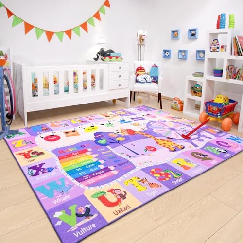 Chicrug 4x6 ABC Kids Rug for Classroom, Washable Non Slip Playroom Play Mat - Image 4