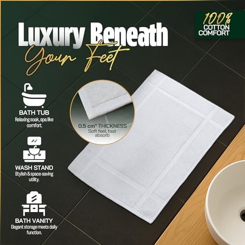 Pearl Linens 6 Pack Cotton Bath Mats for Bathroom,18" X 25", White - Image 5