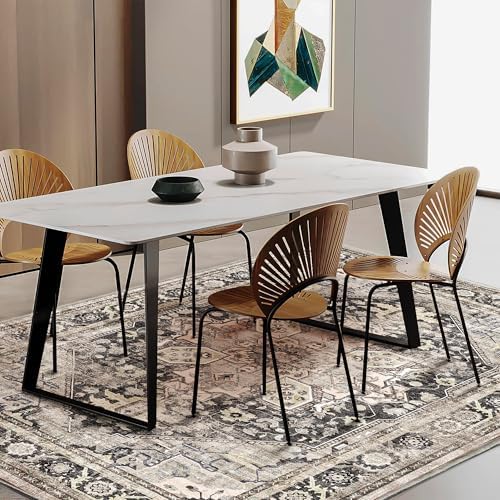 CHAMPLANT Area Rug 5'x7' Black-Purple Khaki Washable Vintage Traditional Floor Cover Thin Retro Kitchen Indoor Distressed Non Slip Carpet for Living Room Bedroom Dining Room - Image 2