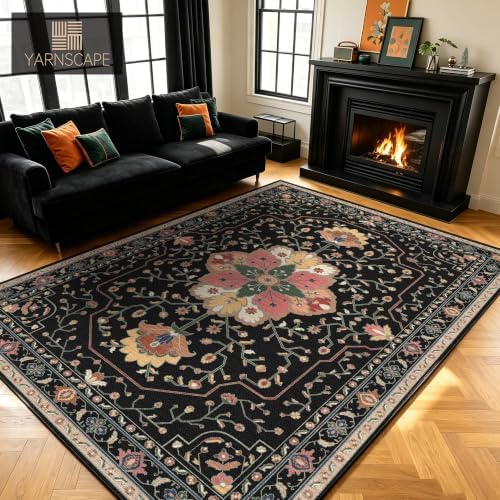 YARNSCAPE 6' x 9' Machine Washable Area Rug, Non-Slip Low-Pile Carpet - Image 4