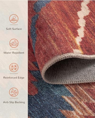 BESTSWEETIE 10'x14' Washable Area Rug for Living Room Bedroom Red/Orange - Image 2
