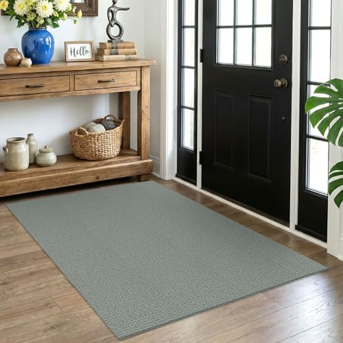 EARTHALL Washable Area Rug, Non Slip Entryway Rug, 4x5 Ft, Green/Grey by Unknown