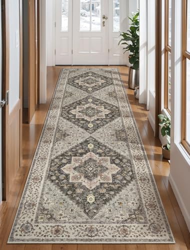 Tangsoo 2.6x10 Hallway Runner Rugs, Washable Non Slip Vintage Rug Runners by Tangsoo