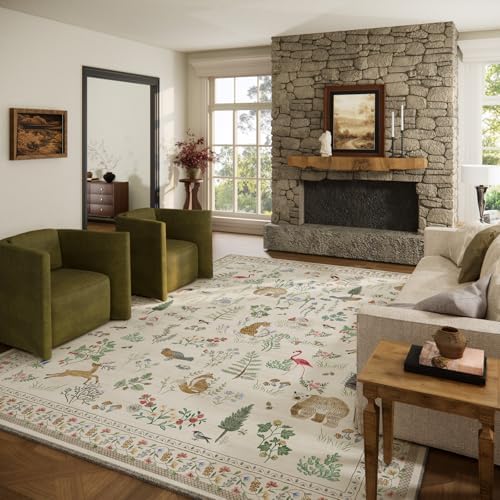 10x12 Area Rugs for Living Room: Washable Rug Stain Resistant Non Slip Low Pile Soft Faux Wool Lightweight Large Rugs for Bedroom Dining Room Under Table Rug Home Office Nursery Farmhouse Indoor by palohom