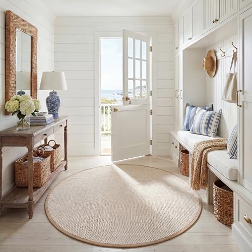 SAFAVIEH Natural Fiber Oval Rug 6x8 Textured, Marble & Linen NF143B by Unknown