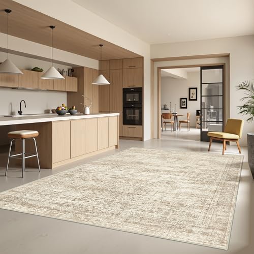 6x9 Area Rugs for Living Room,Large Washable Rug,Beige by Restydon