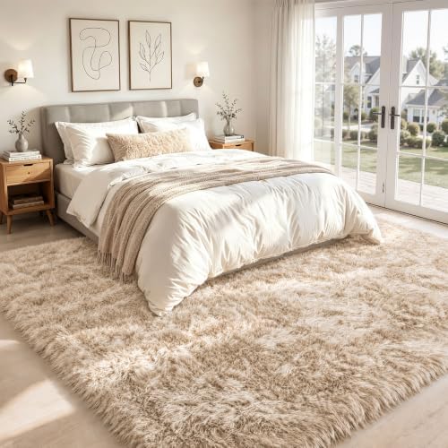 6x9 Area Rugs for Living Room: Soft Camel Fluffy Rug Shag Washable Rug Plush Fuzzy Indoor Carpet for Bedroom Nursery Playroom Girls Boys Kids Room (Camel, 6'x9') - Image 2