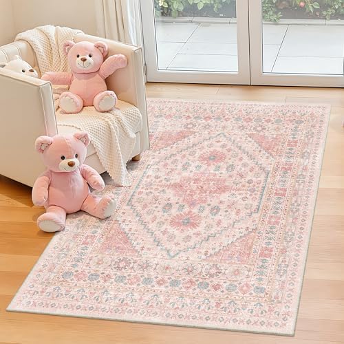zesthome Pink Rugs for Bedroom-4x6 Area Rug for Entryway,Girls Room - Image 4