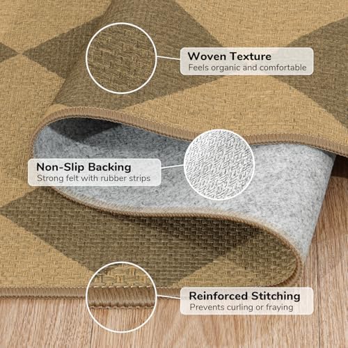 Lessymo Entryway Rug 2x3, Washable Easy Jute Checkered Indoor Outdoor Rug - Image 6
