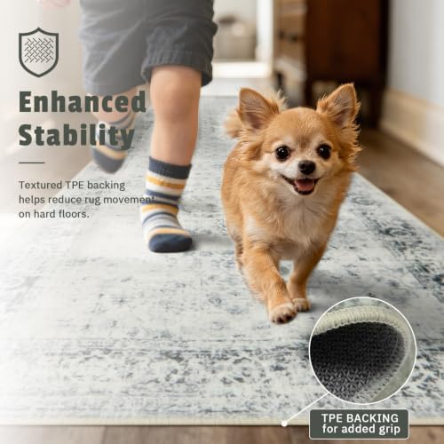 Morebes Vintage Rugs Runners for Hallways 12ft, Washable Long Kitchen Runner Rug Non-Slip, Soft Gray Distressed Indoor Floor Carpet for Entryway Laundry Room Office Foyer(2.5x12, Gray) - Image 6