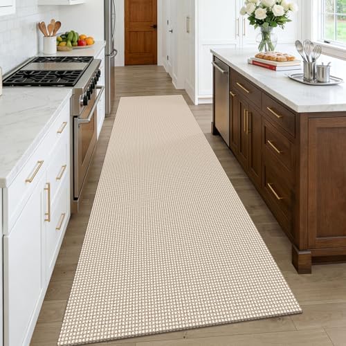KOZYFLY Runners for Hallways 3x10 ft Washable Kitchen Runner Non Slip Rubber Backed Hallway Rugs Cotton Entryway Runner Rug for Indoor Hall, Backdoor, Kitchen, Oatmeal Beige - Image 2