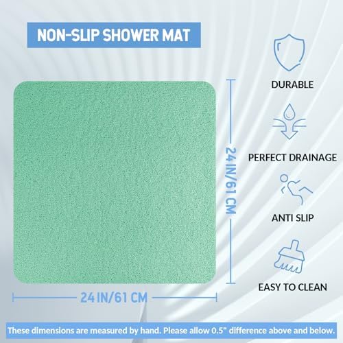 Hargiis Non-Slip Bathtub Mat, Anti Slip Shower Mat, Fast Drying Bathtub Mats, Foot Scrubber Mat, Anti Slip Mat for Tub, Floor, Bathroom, Kitchen, Home, Hotel (Light Green 24"×24") - Image 2