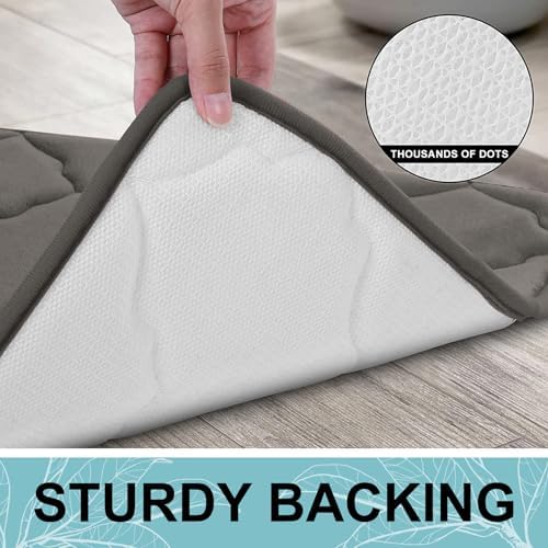 OLANLY Memory Foam Bath Mat Rug 30x20, Ultra Soft Bathroom Rugs, Taupe - Image 4
