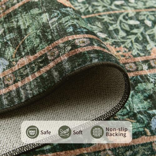 Rugxara Green Floral 6x9 Area Rugs Washable Rug for Living Room Bedroom - Image 5