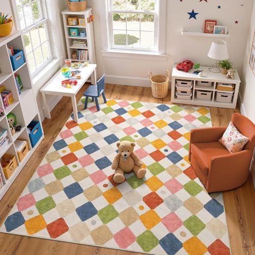 jinchan 8x10 Kids Playroom Rug Washable Colorful Classroom Nursery Play Mat by JINCHAN