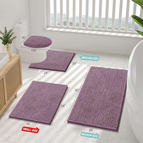 Smiry Bathroom Rugs 24X16, Luxury Chenille Extra Soft Absorbent Bath Mat - Image 2
