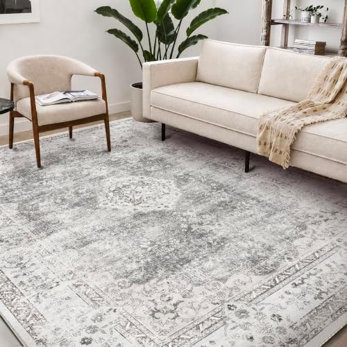 CHAMPLANT Washable Area Rug 9'x12' Retro Boho Design Non-Shedding Easy Care Ideal for High Traffic Areas in Living Room Bedroom Office Coffee Table Kitchen Large Carpet - Image 2