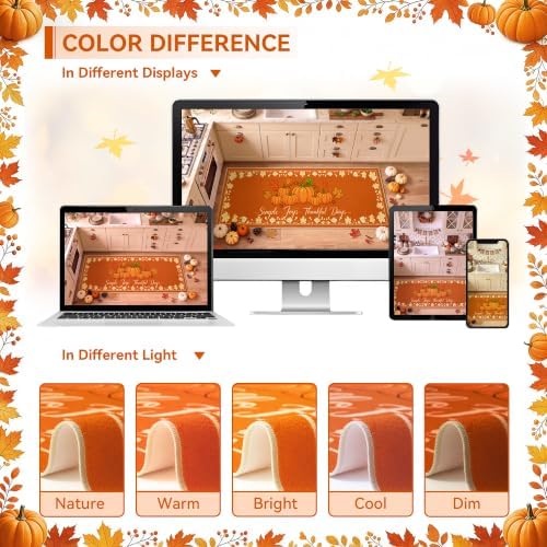 Fall Kitchen Rugs Runner 2.6'x8', Hello Pumpkin Mats for Hallway - Image 7