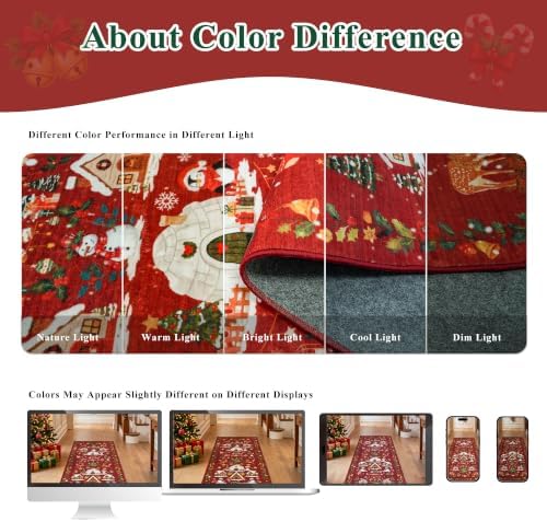 2x3 Christmas Cute Area Rug : Non-Slip Washable Winter Holiday Indoor Doormat Soft Low Pile Decorative Floor Mat for Kitchen Bathroom Living Room Bedroom Red Holiday Home Decor Gift（2x3，Red） - Image 6