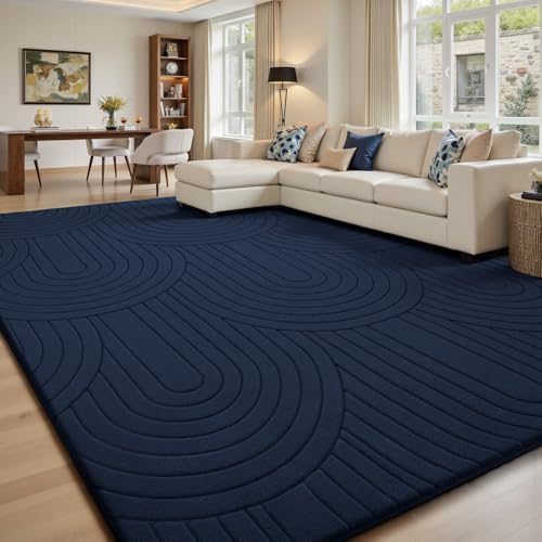 Sour Lemon 8x10 Area Rugs for Living Room Bedroom, Large Carpet Navy Blue by SourLemon