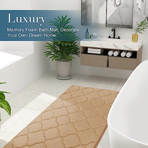 OLANLY Memory Foam Bath Mat Rug 47x17, Ultra Soft Bathroom Rugs, Dark Beige - Image 6