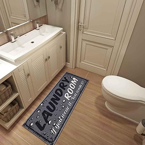 Ottomanson 20" x 59" Laundry Room Rug - Non-Slip Mat for Laundry & Mudroom - Durable, Stain-Resistant, and Easy to Clean - Perfect for High-Traffic Areas - Runner Rug for Entryway Bathroom, Gray - Image 5