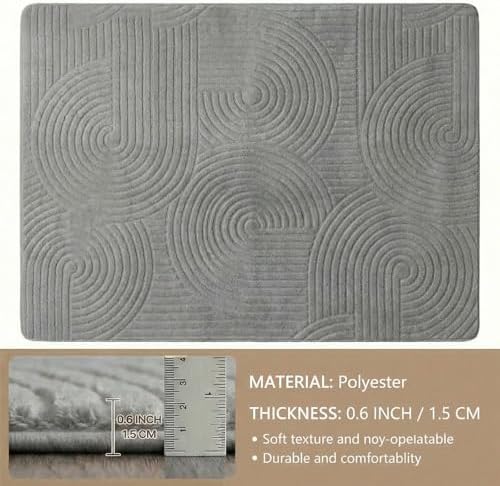 Grey Boho 8x10 Solid Color Area Rugs, Washable Rugs for Living Room - Image 3