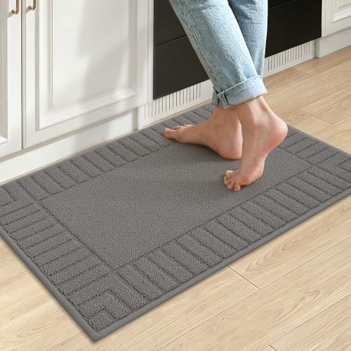 BEQHAUSE Kitchen Rugs 20"x30", Non Slip Washable Kitchen Floor Mat, Grey by BEQHAUSE