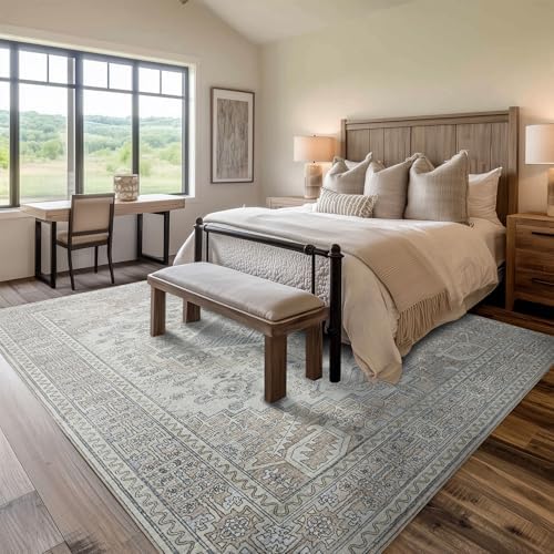 5x7 Washable Area Rugs for Living Room,Bedroom,Dining Room- Retro Taupe - Image 7