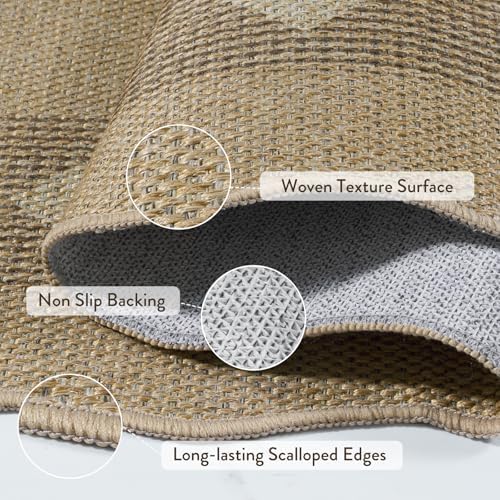 LIVEBOX Scalloped Easy Jute 2x3 Outdoor Rug, Front Door Mat Indoor Outdoor Entryway Rug, Small Washable Non Slip Kitchen Rugs, Tan Diamond Farmhouse Carpet Doormat for Porch Bathroom Doorway Foyer - Image 5