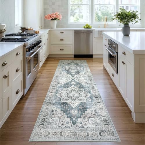 Lessymo Washable 2 x 6 Runner Rugs,Soft for Entryway Blue Grey/Beige - Image 4