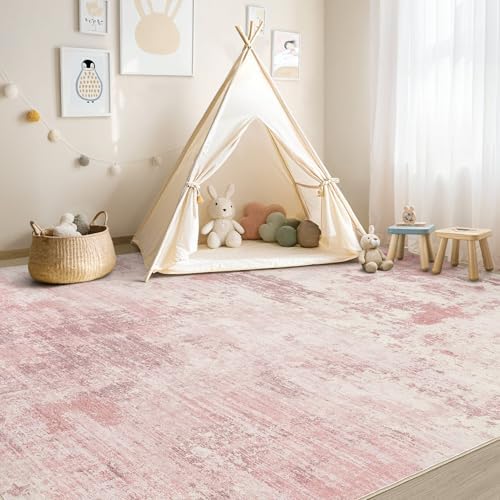 UERMEI 5x7 Area Rug Living Room Rugs - Washable Neutral Modern Abstract Soft Thin Large Rug Indoor Floor No Slip Rug Carpet for Bedroom Under Dining Table Home Office Decor - Pink - Image 6