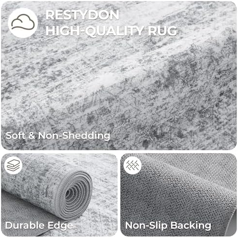 4x10 Runner Rug Non Slip,Washable Hallway Runner Rug,Grey - Image 7