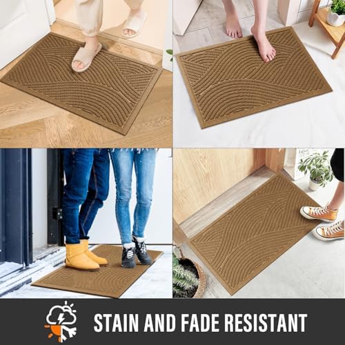 HIYARD Sturdy Front Door Mat, Absorbent Muddy Dirt Resist Welcome Door Mats Outdoor Indoor, Stain and Fade Resistant, Non-Slip Backing Entry Mat Low Profile Doormat for Entryway, 29×17, Brown - Image 3